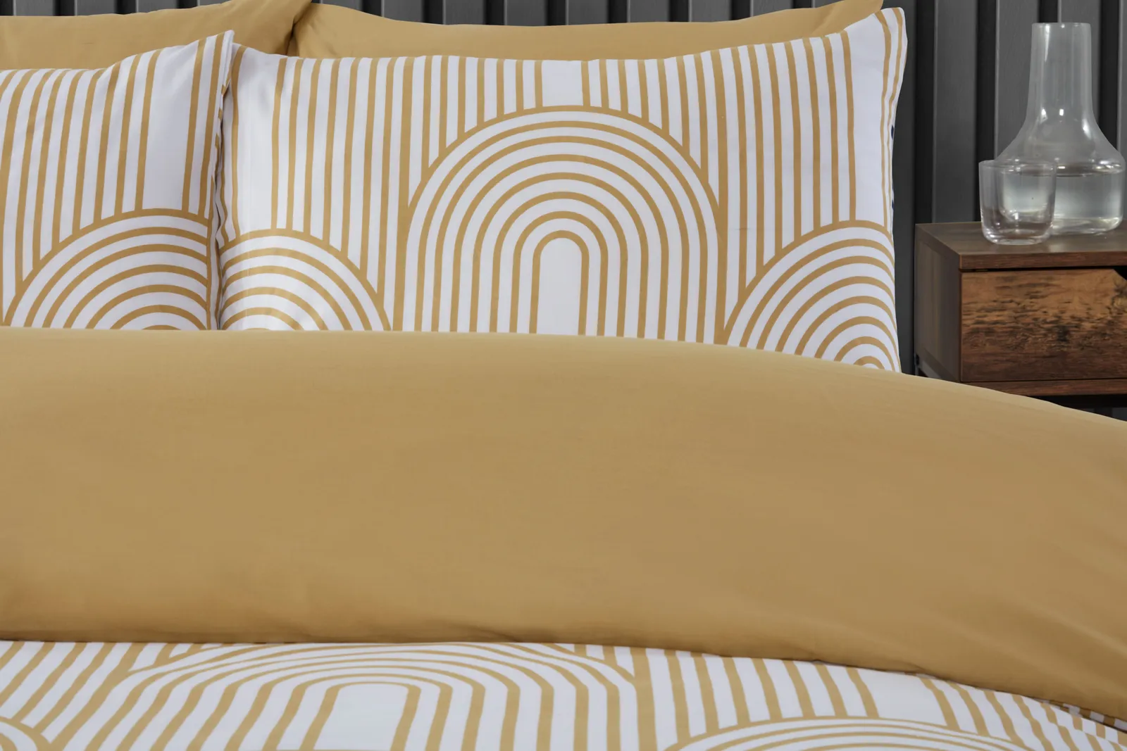 Rapport Home Arches Geometric Polycotton Duvet Cover Set With Pillowcase in Yellow 2
