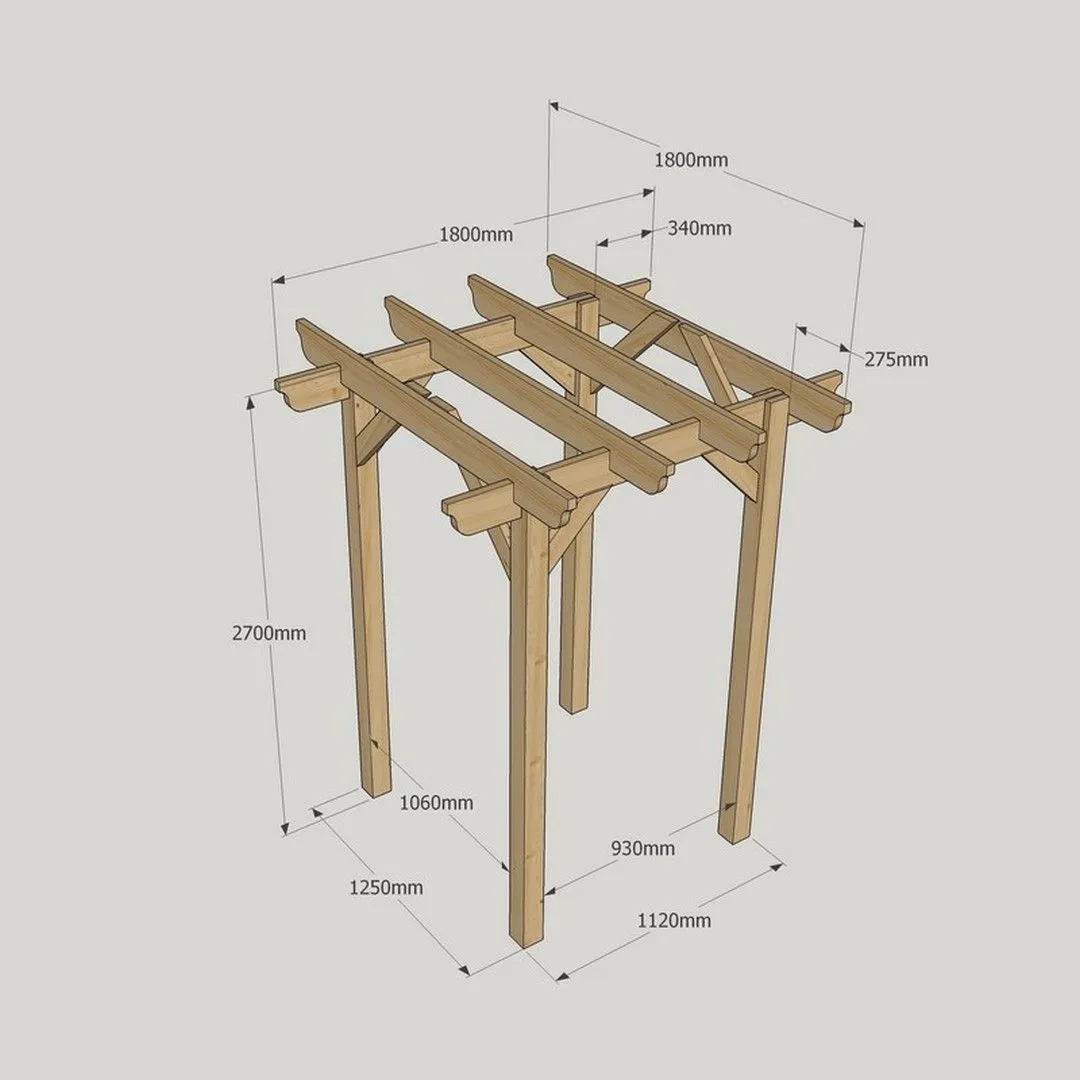 Rutland County Garden Furniture Ltd Garden Pergola - Wood - L180 x W180 x H270 cm - Rustic Brown 4