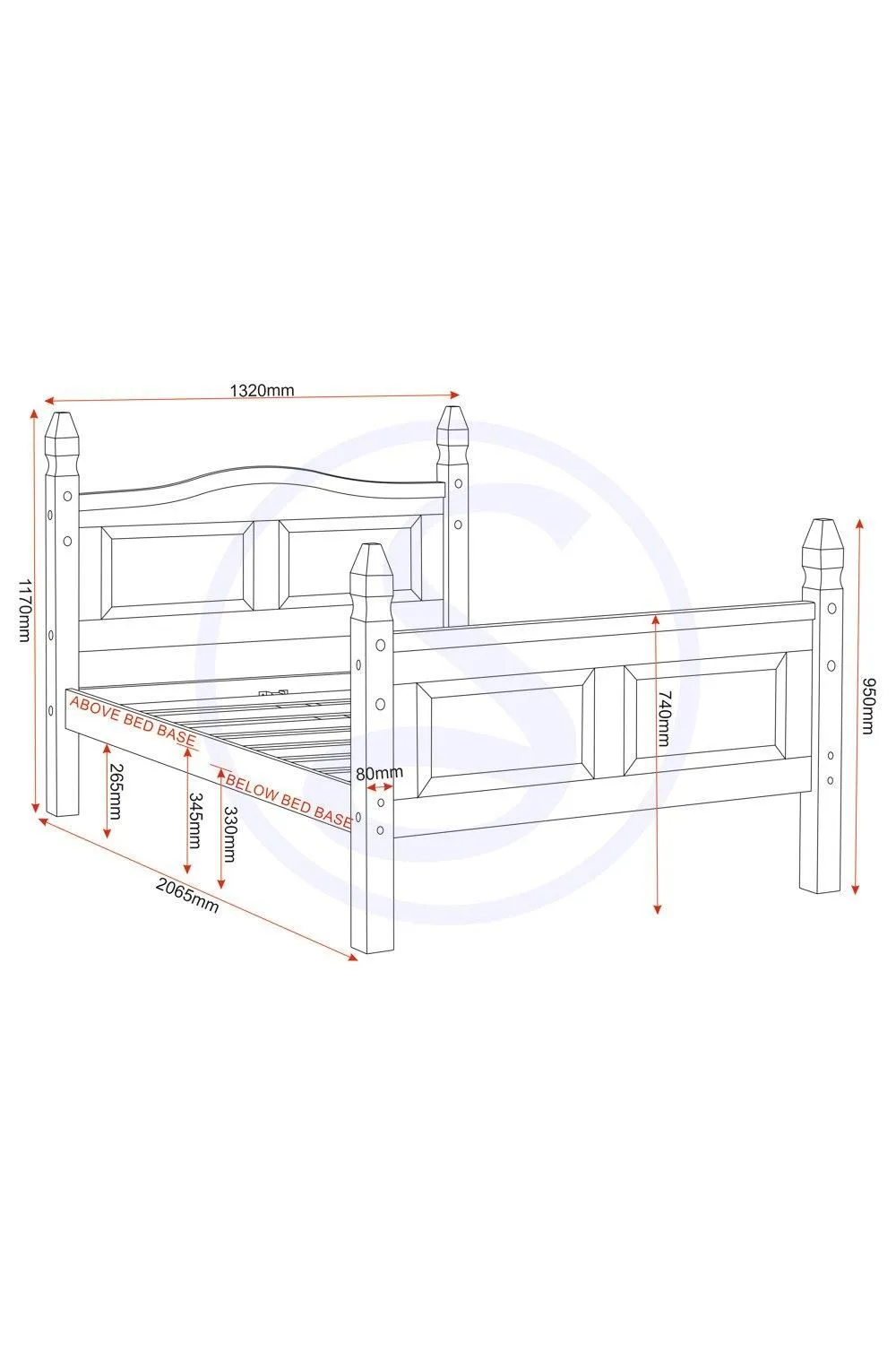 Seconique Corona 4'6" Double Bed High Foot End in Natural 6