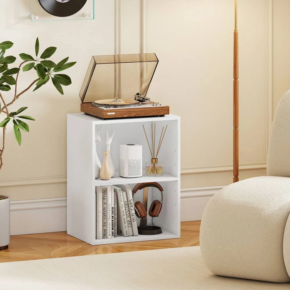 Costway 2-Cube Bookcase Modern Open Bookshelf w/ 5-Position Adjustable Shelf in White