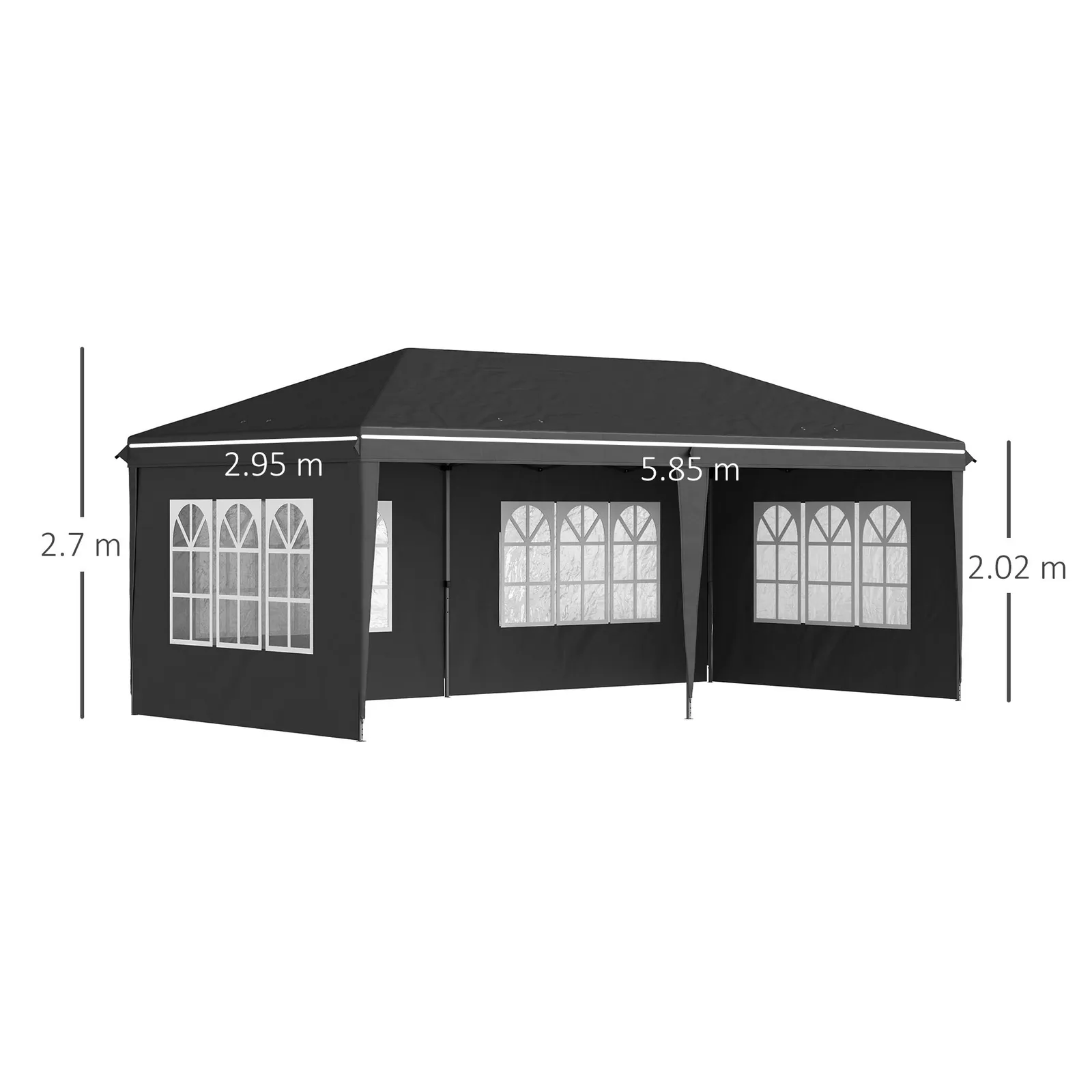 OUTSUNNY 3 x 6m Garden Pop Up Gazebo, Height Adjustable in Black 3