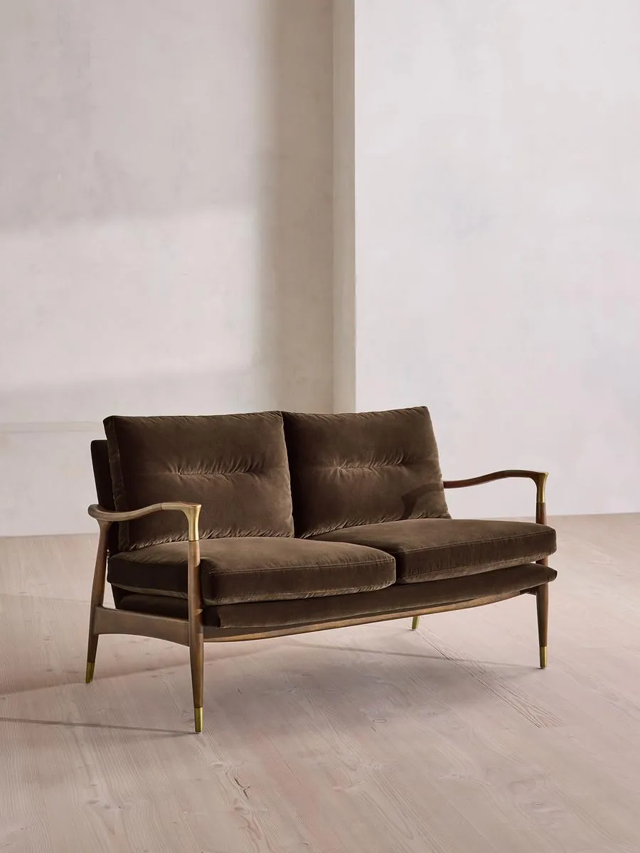 Theodore Two Seater Sofa, Velvet, Chocolate