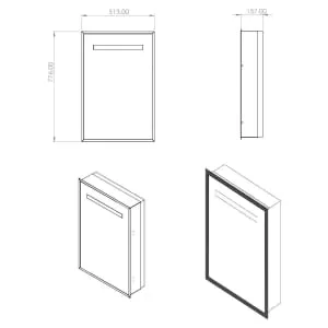 Melford Melford Anthracite Surround LED Recessed Mirror Cabinet with Integrated Shaver Socket - 700 x 500mm 2