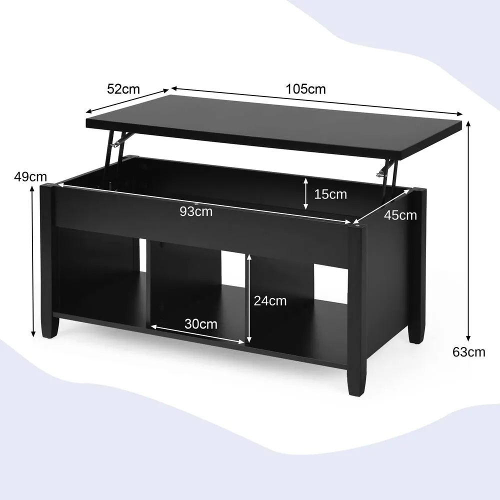 Costway Lift Top Coffee Table Modern Wooden Lift Top Dining Cocktail Table Living Room in Black 2