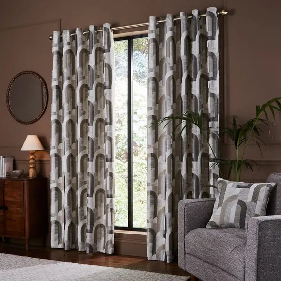 Alvin Geometric Jacquard Eyelet Curtains 2