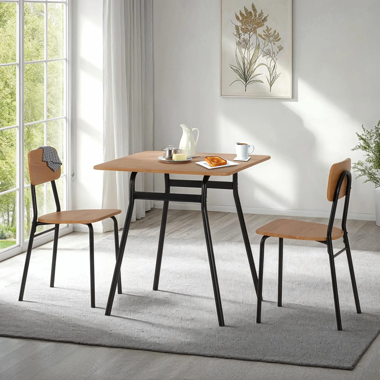 Seconique Warren 1+2 Dining Set in Light Oak