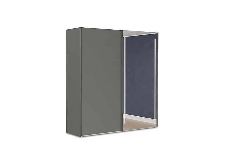 Instinct 200cm 2 Door Sliding Wardrobe with 1 Matt Finish Door and 1 Mirror Door with LED Lighting - Bedroom Furniture - In Time for Christmas