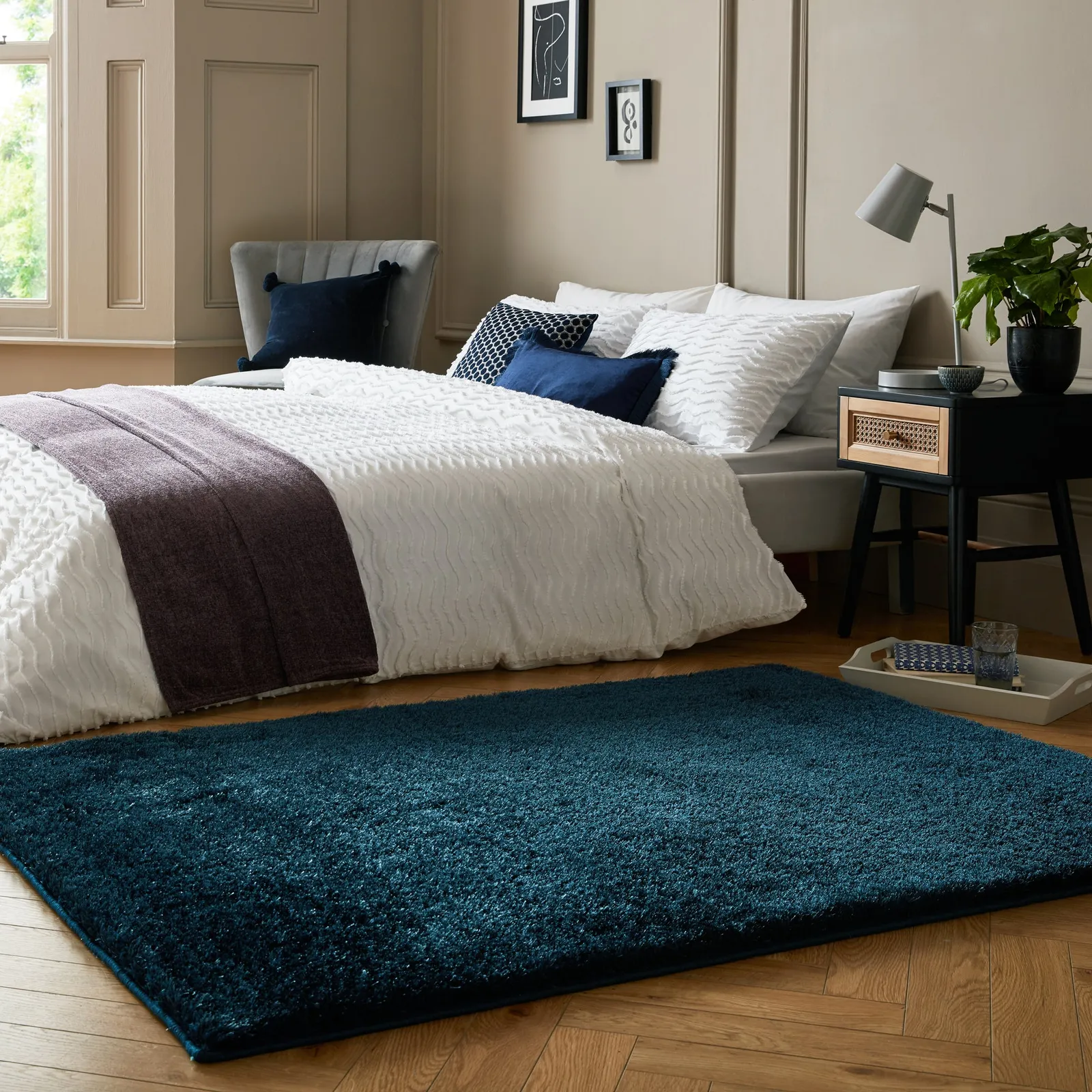 Indulgence Shaggy Rug Blue