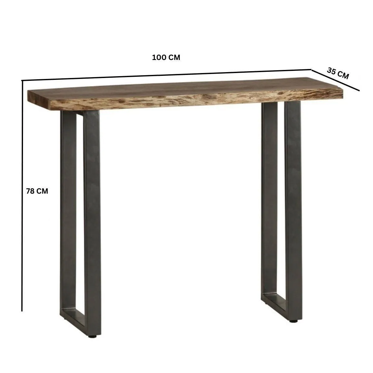 IH Design Wollaston Natural Essential Live Edge Console Table in Brown 5