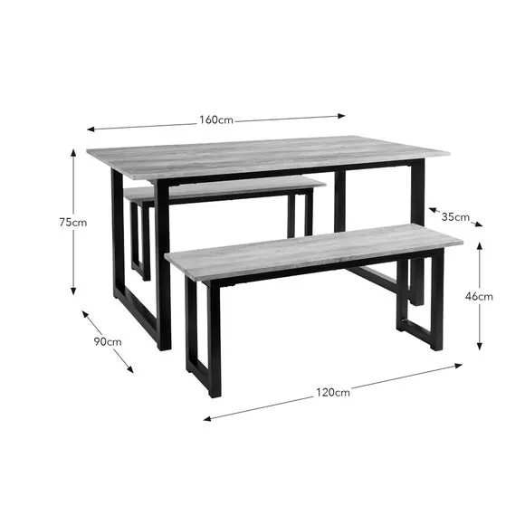 Sampson 6 Seater Dining Bench Set 4