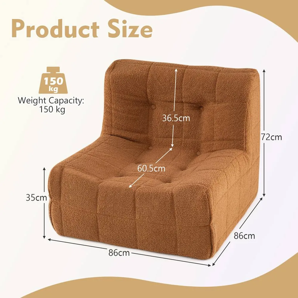 Costway Bean Bag Chair Comfy Lounge Chair Armless Upholstered Lazy Floor Sofa in Brown 2