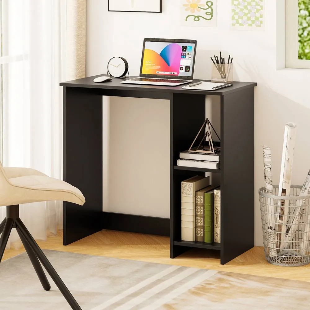 Costway Small Computer Desk 80 CM Home Office Desk for Small Space-Black in Black