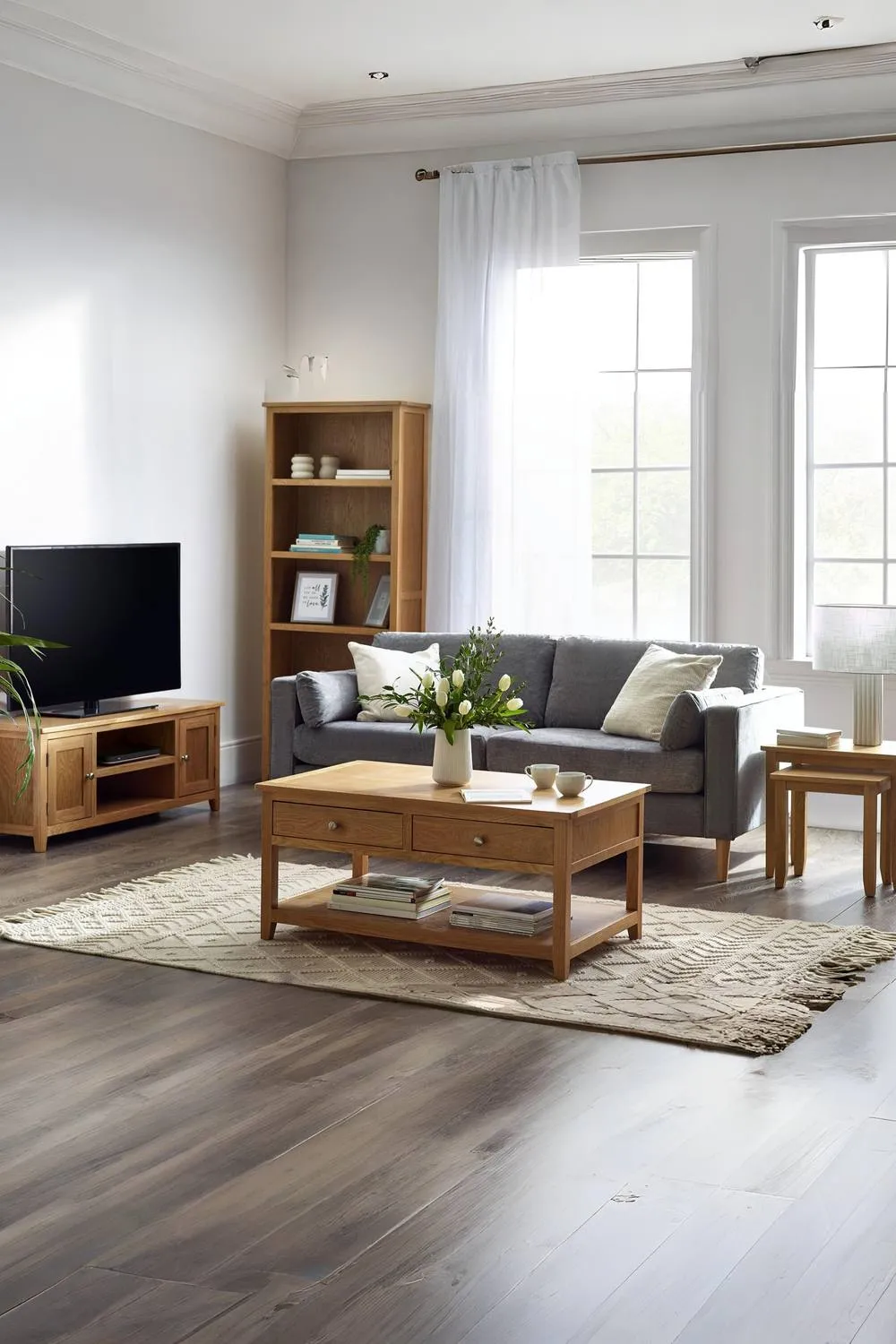 Julian Bowen Mallory 2 Drawer Coffee Table with Shelf in Light Oak 2