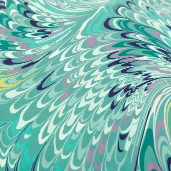 Feather Marble Teal Pouffe 3