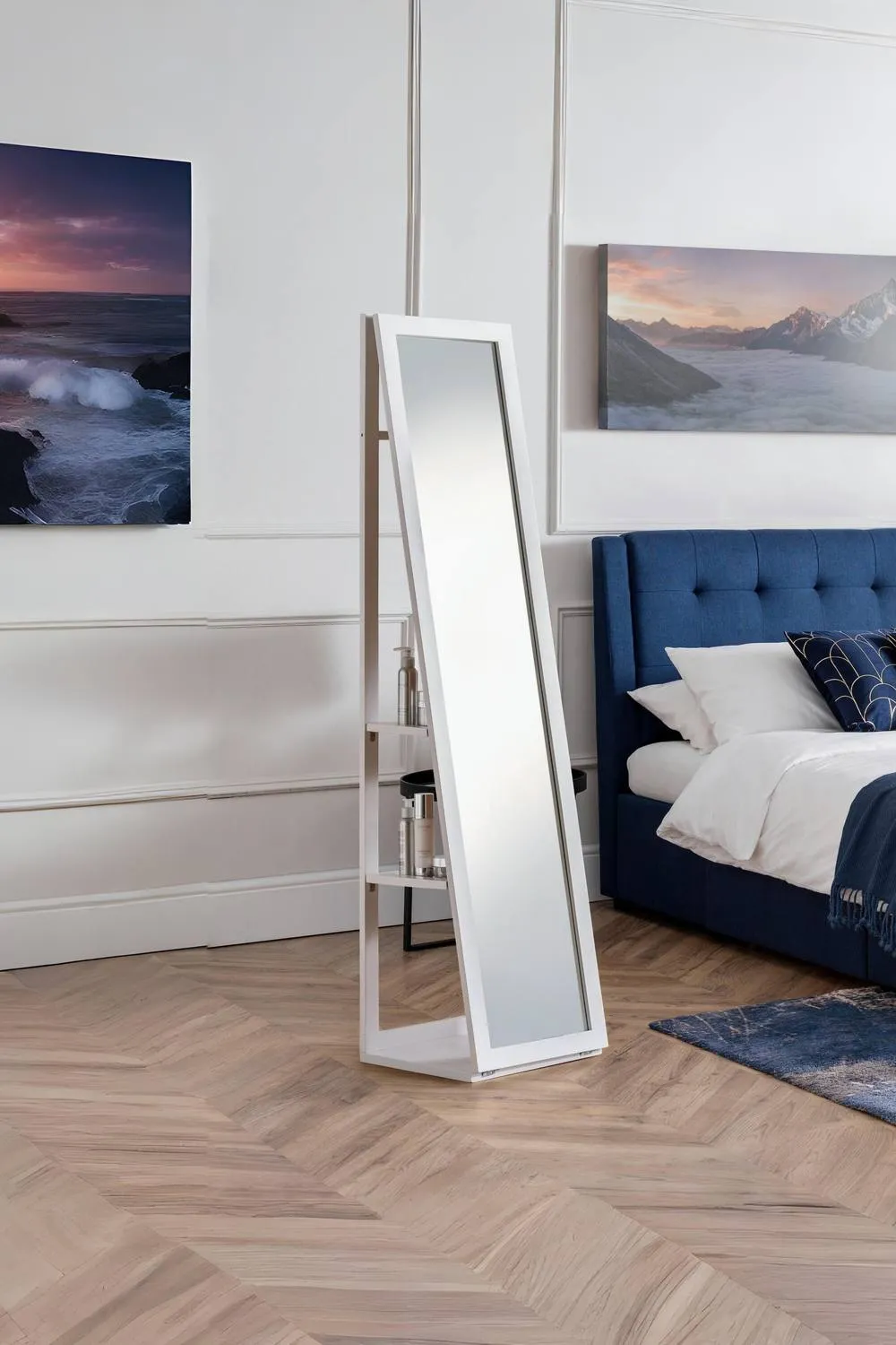 Julian Bowen Fresco Storage Mirror with Shelving in White