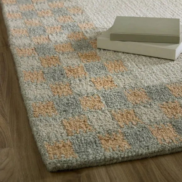 Hugo Checked Border Wool Rug 6