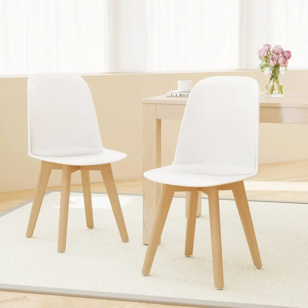 Costway Modern Dining Chairs Set of 2 Armless Kitchen Chairs Side Chair in White 6