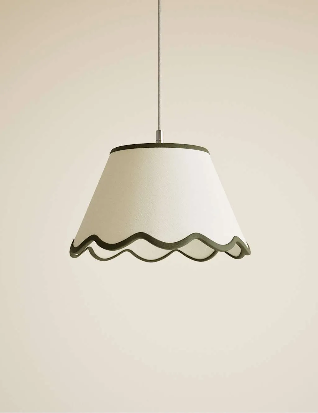 M&S Large Scallop Trim Lamp Shade Green