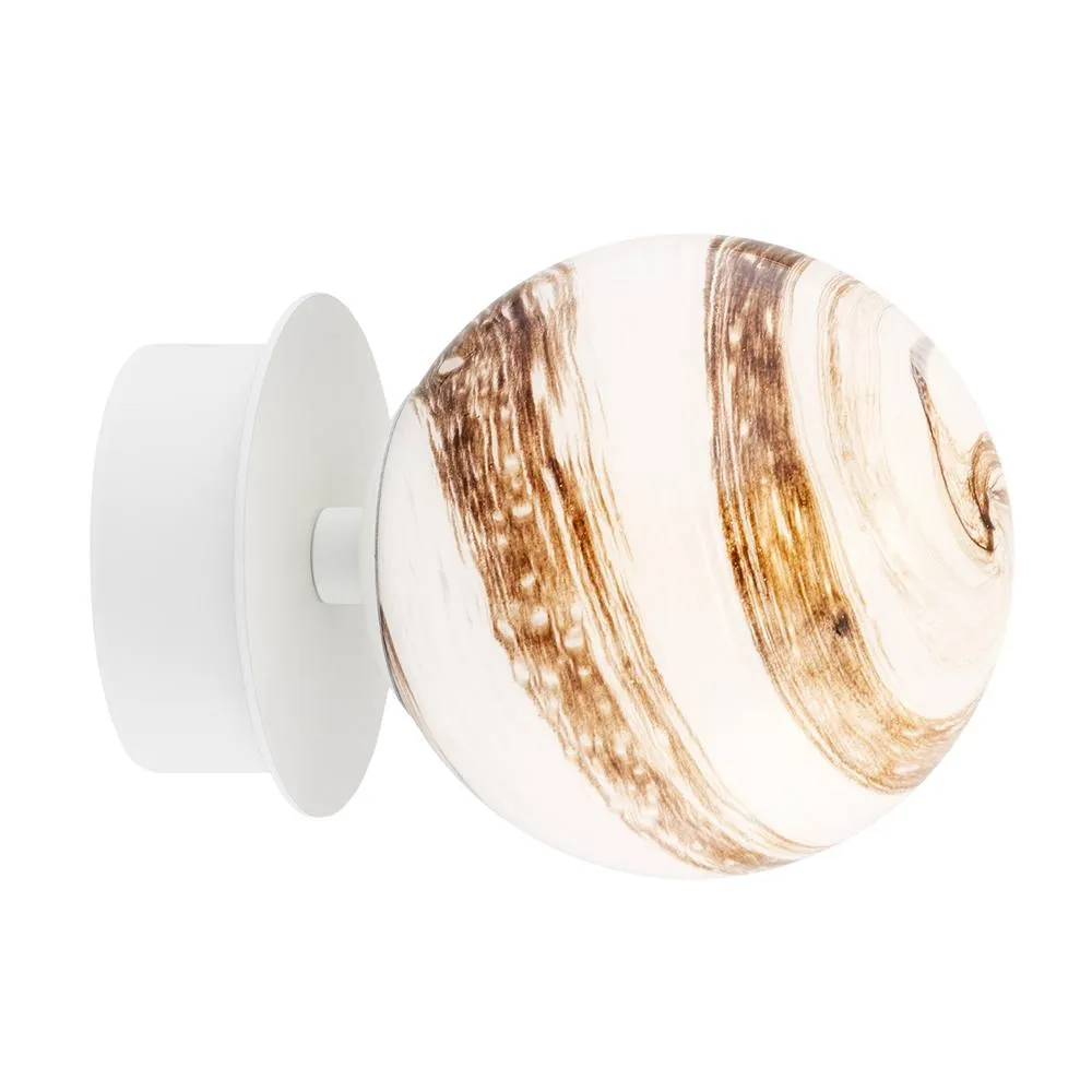 Netlighting Fabio Wall Lamp WhiteBrown (Marble Colour) Cream White IP44