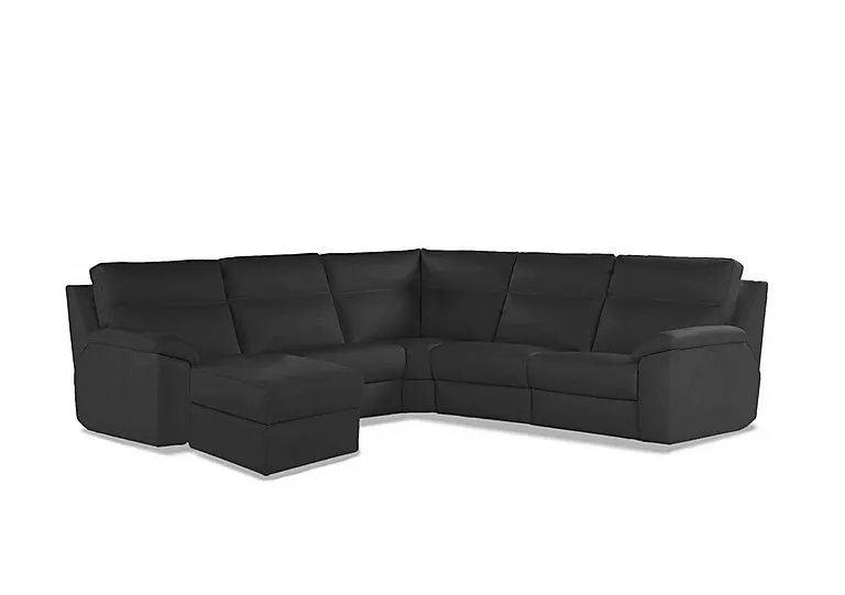 Pepino Large Leather Left Hand Facing Corner Sofa with Chaise End - Torello Grigio Scuro