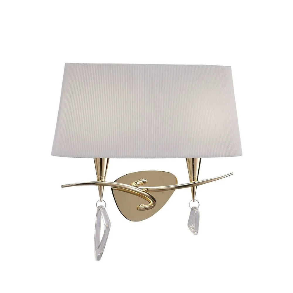 Netlighting Mara Wall Lamp Switched 2 Light E14 French Gold With Ivory White Shade
