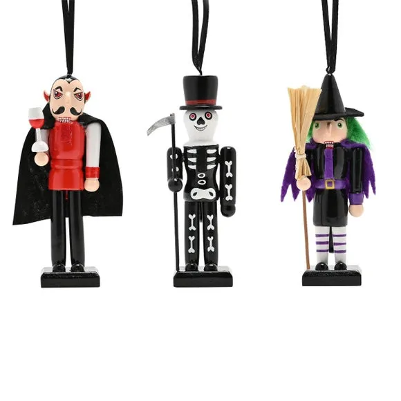 Set of 3 Hocus Pocus Halloween Nutcracker Hanging Decorations
