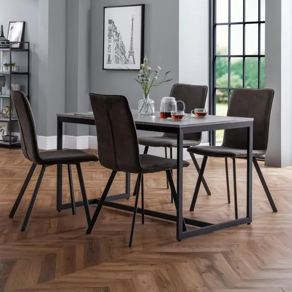 Staten 4 Seater Rectangular Dining Table with 4 Monroe Chairs, Grey