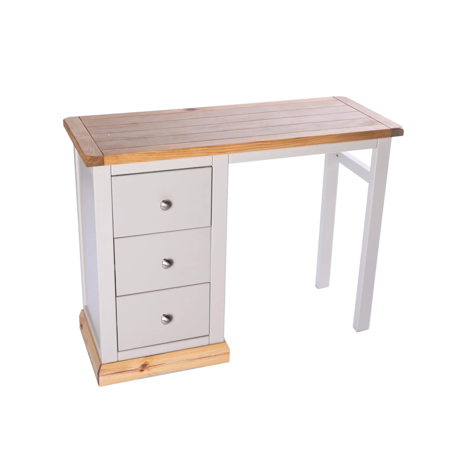 Cabinet Bits Bomporto 3 Drawer Dressing Table Set Chrome Knob in Light Grey 3