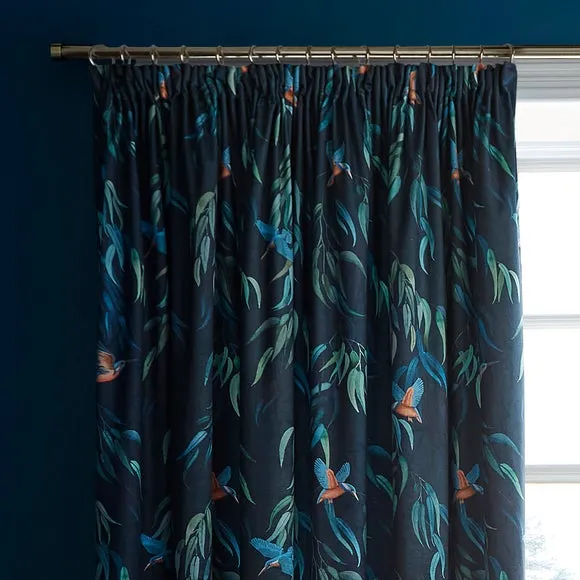 Natural History Museum Kingfisher Pencil Pleat Curtains 1