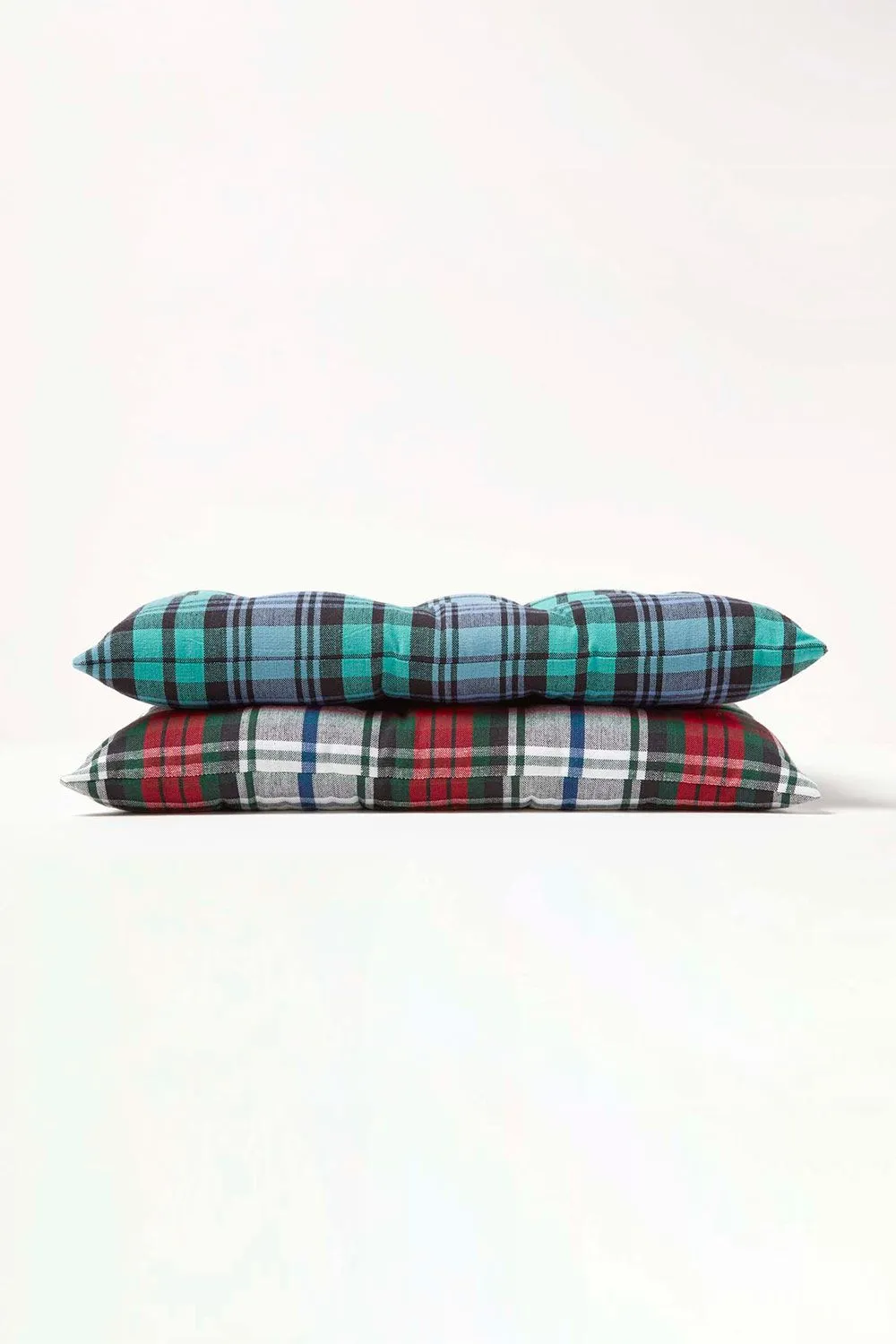 Homescapes Seat Pad Luxury Cotton Macduff Tartan Indoor Outdoor Garden Cushion, 40cm in Red 6