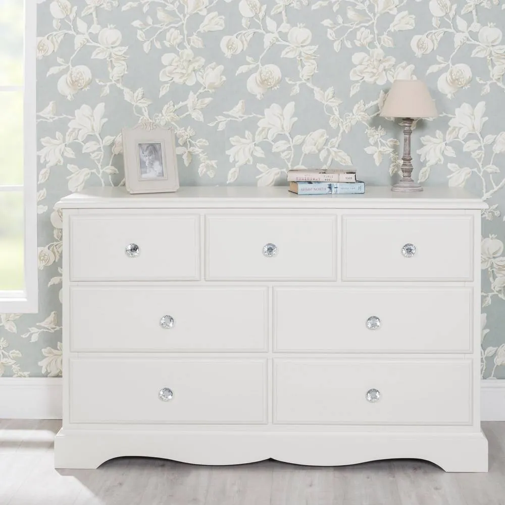 Statement Furniture Romance 3 Over 4 Chest of Drawers with Crystal Handles in Light Grey