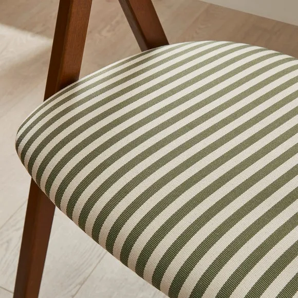 Ansel Set of 2 Wishbone Dining Chairs, Striped Fabric 4