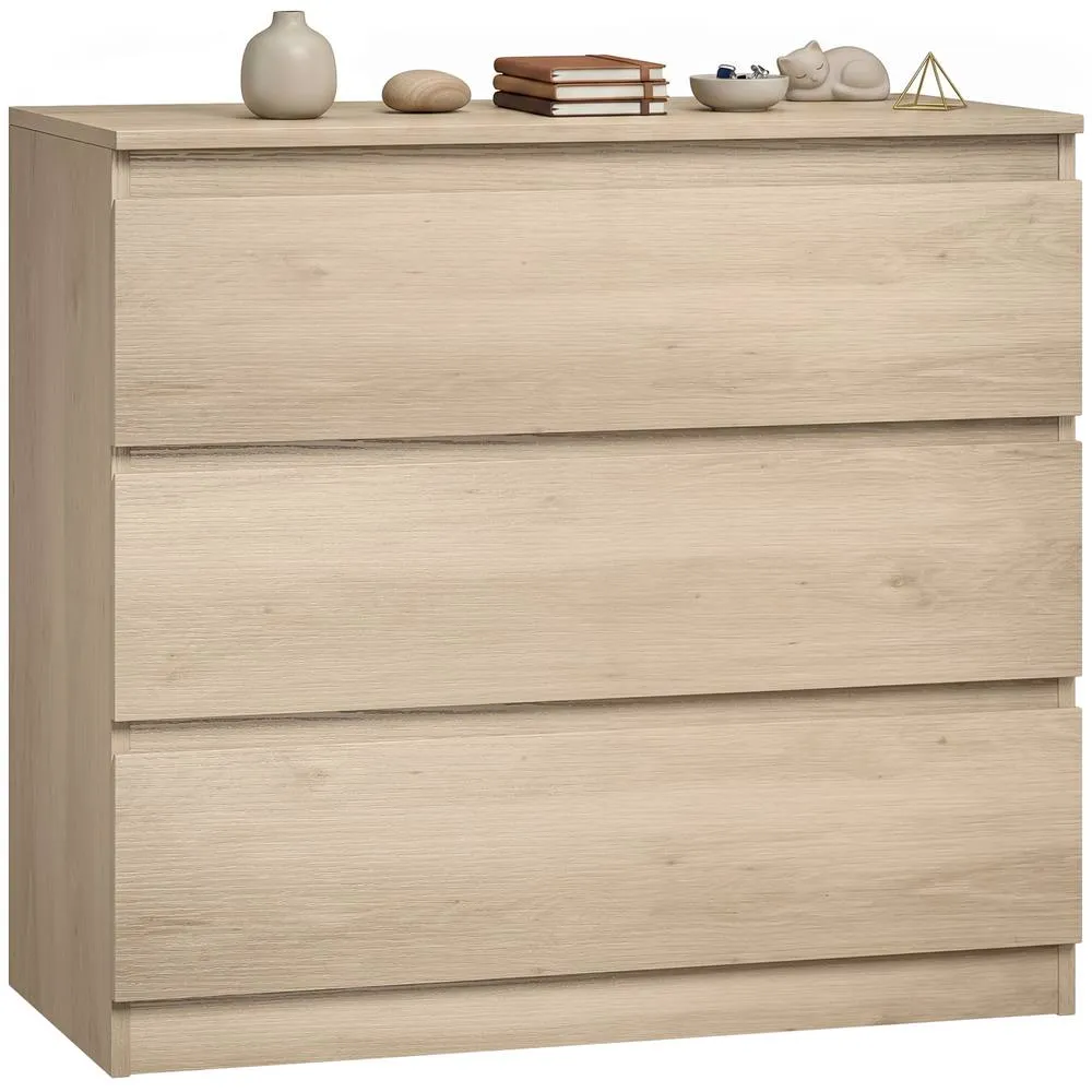 HOMCOM 3-Drawer Storage Organiser Unit for Living Room, Oak in Light Oak 2