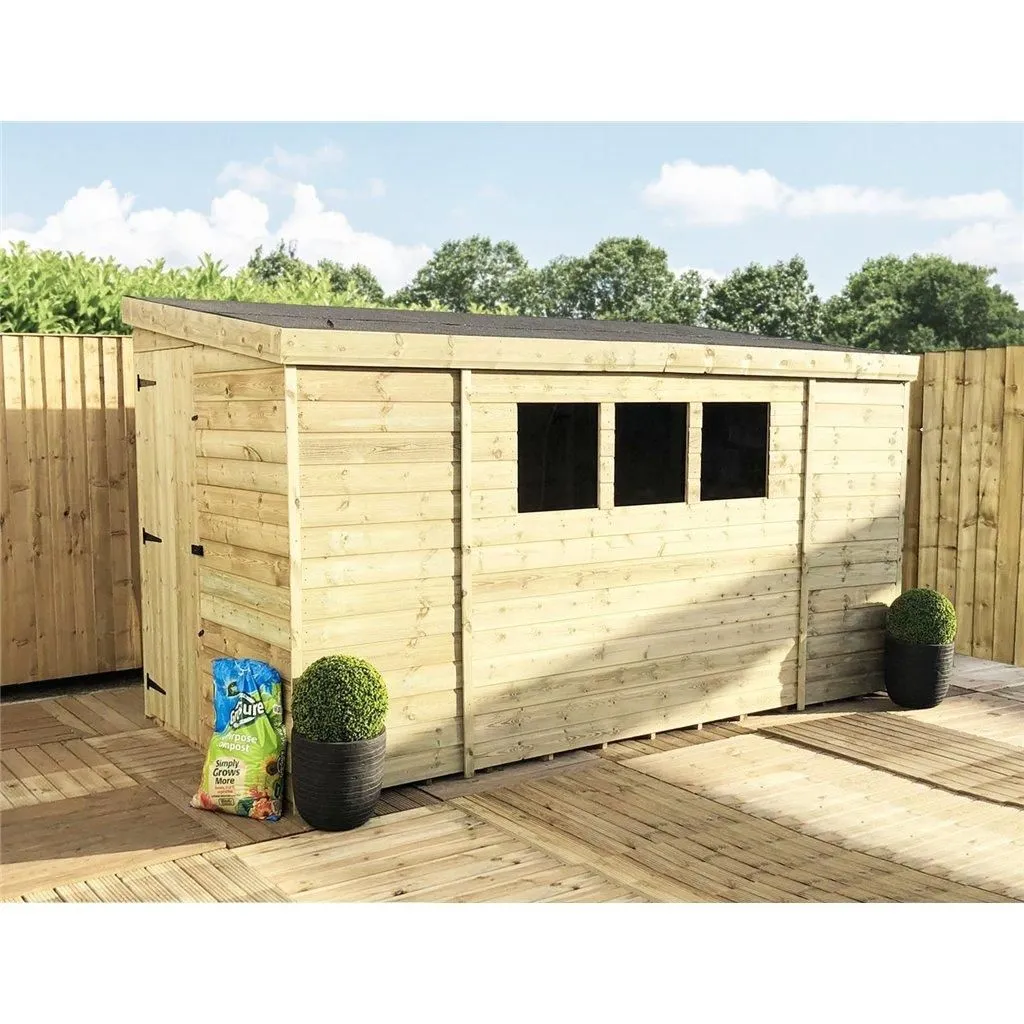 Marlborough 9 x 4 Pressure Treated Reverse Garden Shed with Single Door in Natural