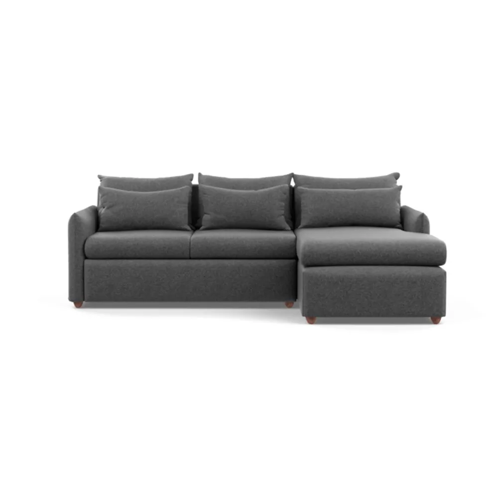 Heal's Pillow Medium Right Hand Corner Chaise Melton Wool Granite Chestnut