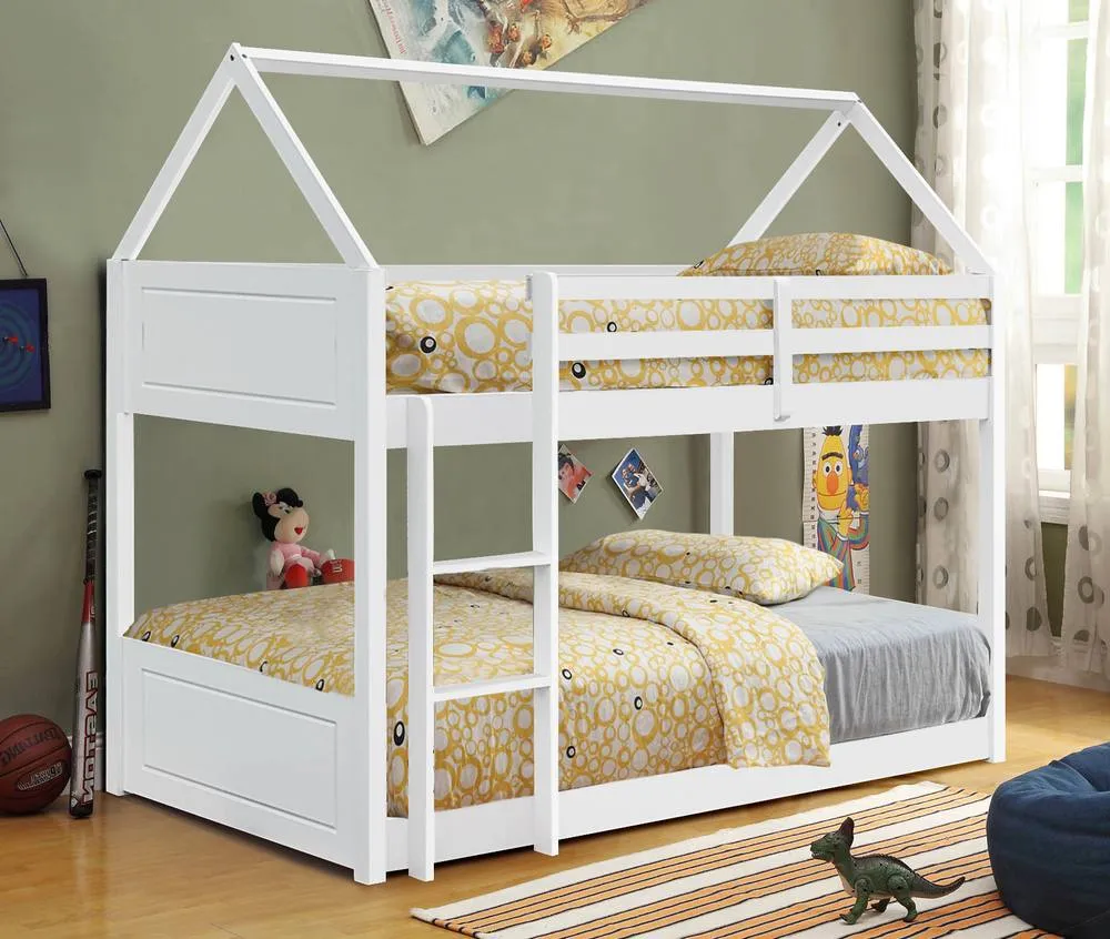 Comfy Living Ltd 3ft House Style Bunkbed in Natural Grey or White 2