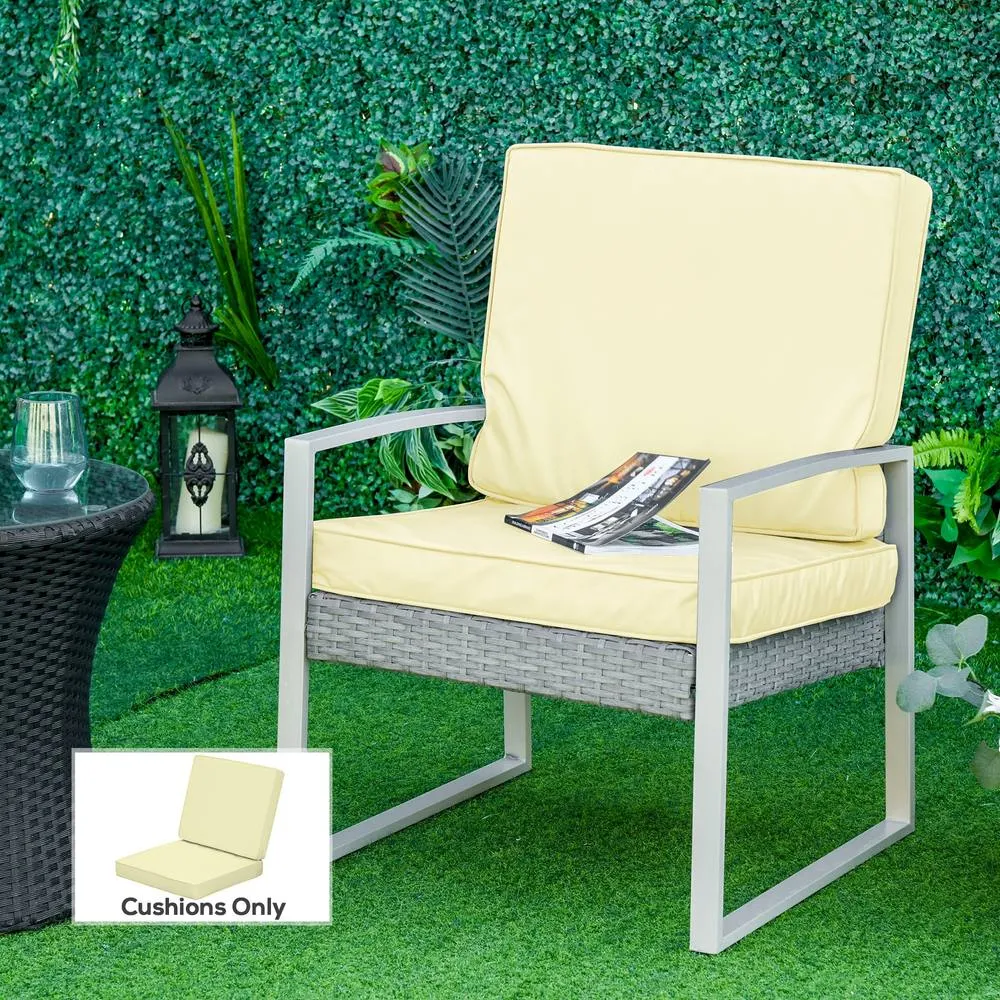 OUTSUNNY Outdoor Seat & Back Cushion Set Replacement Cushions in Cream