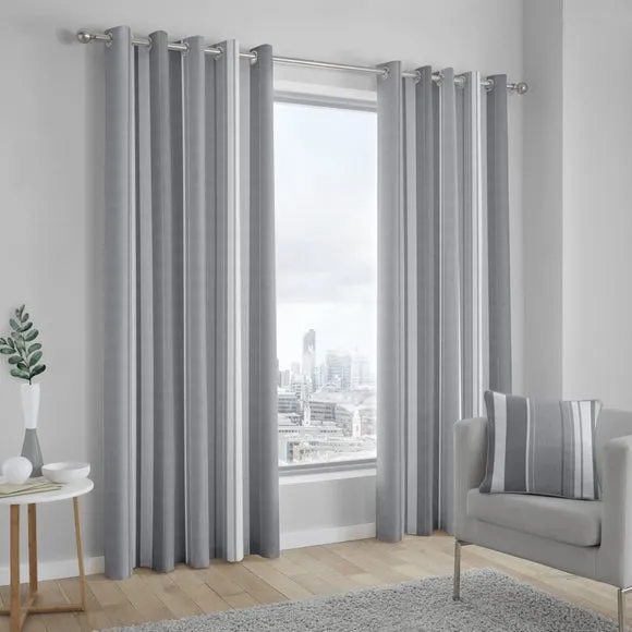 Fusion Whitworth Striped Eyelet Curtains 2