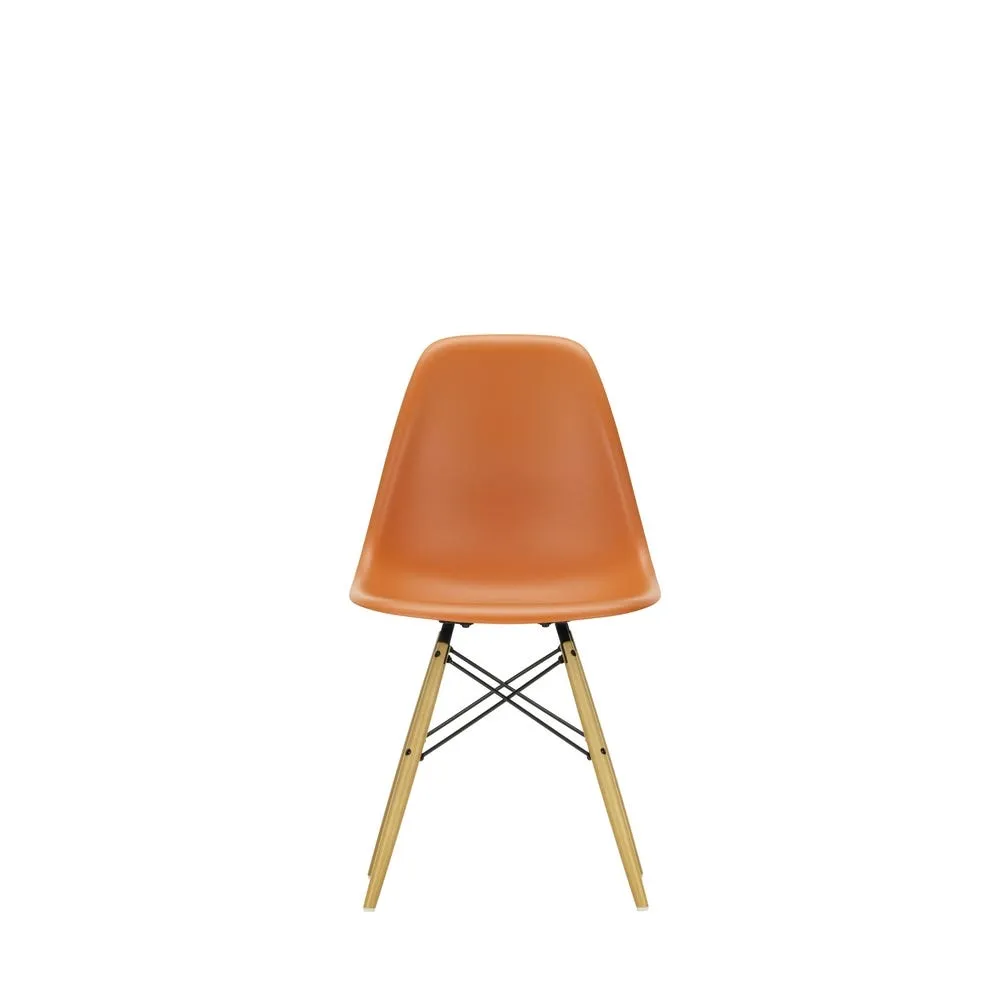 Vitra Eames DSW Side Chair New Height Rusty Orange Golden Maple Base 3