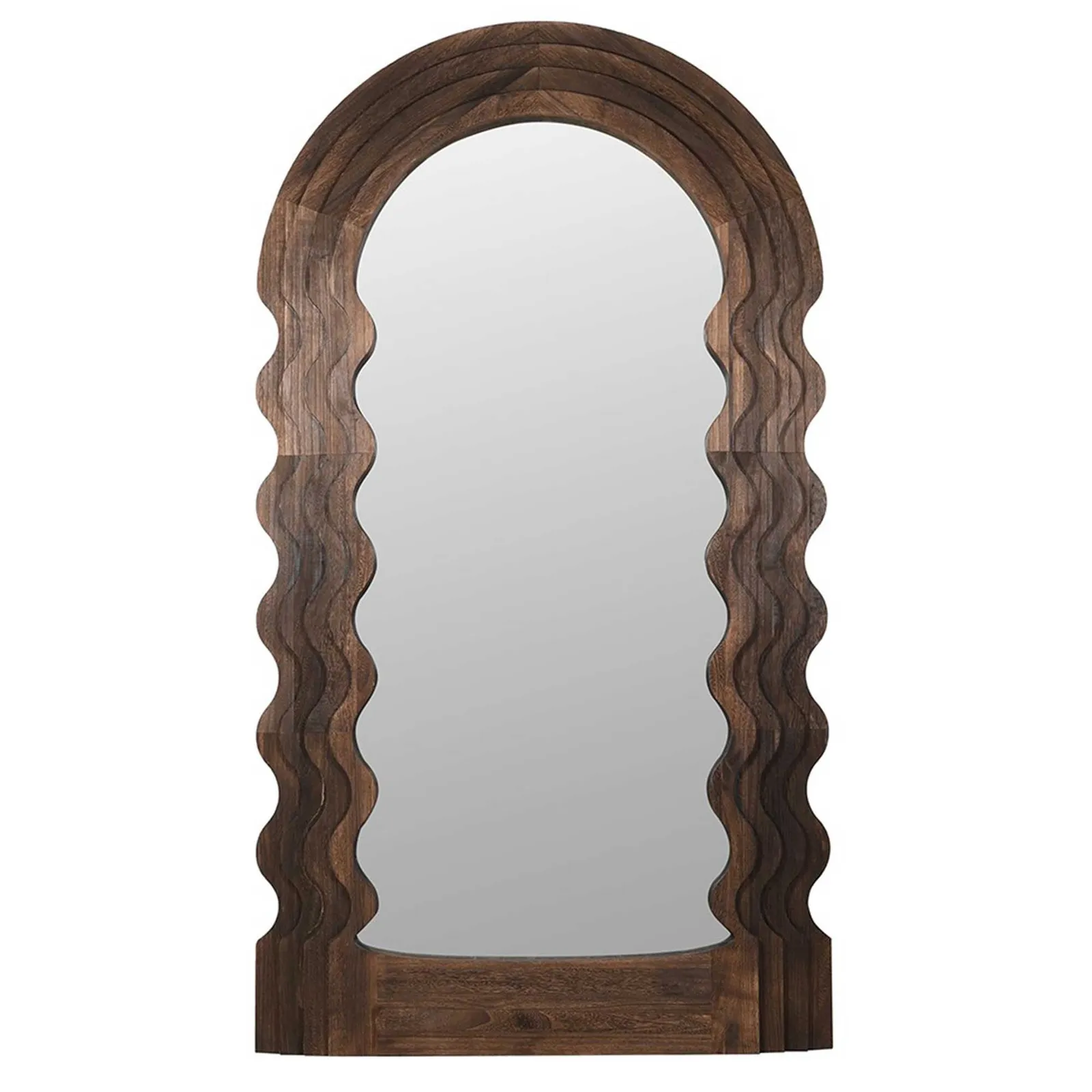Wavy Wooden Floor Mirror, Brown | Barker & Stonehouse