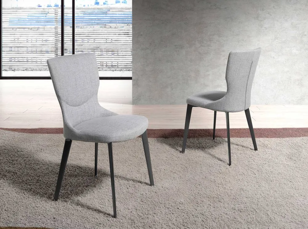 Angel Cerda Grey Fabric Dining Chair, Anthracite Stainless Steel 3