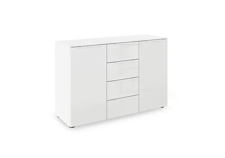 Haven 4 Drawer 2 Door Décor Chest with Glass Front - Alpine White