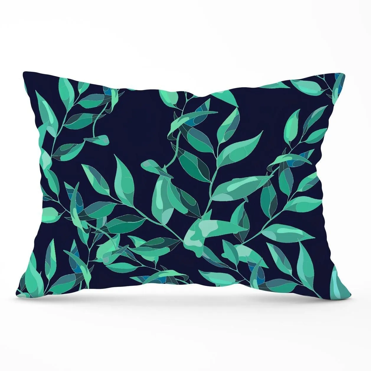 Warren Reed - Designer Delicate Green Foliage Cushions in Blue