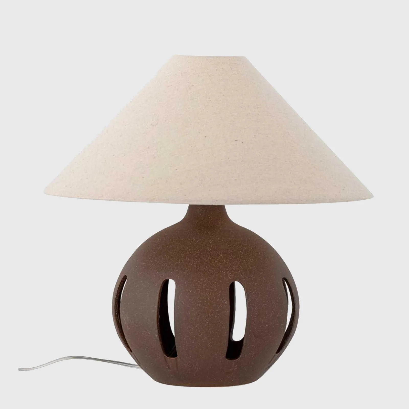 ROUND SLOTTED TABLE LAMP, Brown Ceramic | Barker & Stonehouse