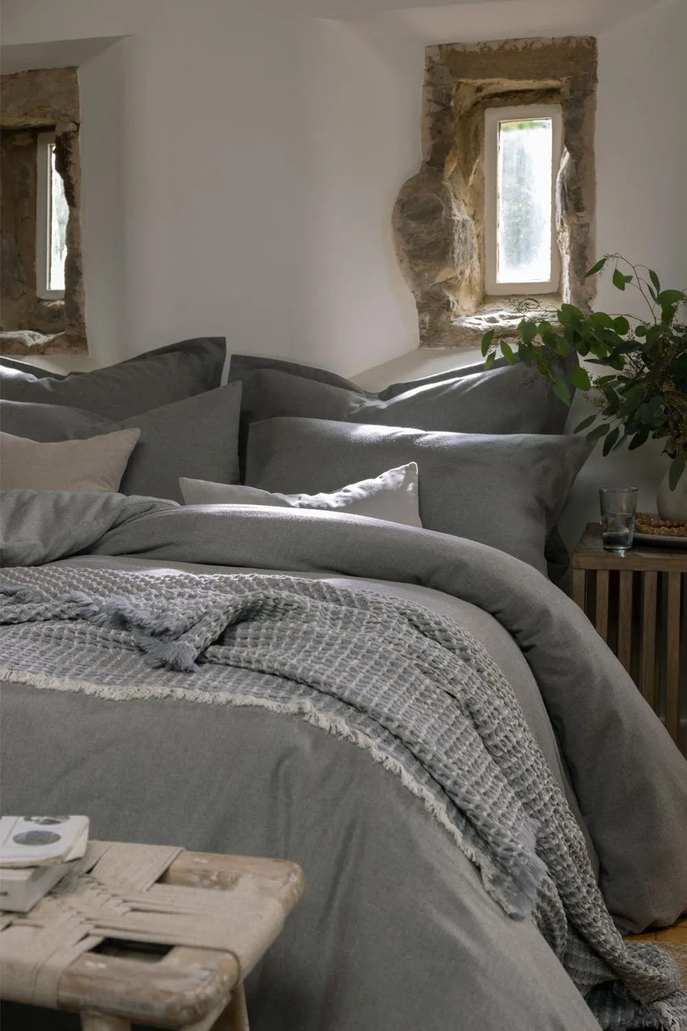 CHRISTY Flannel Marl Super Soft Brushed Cotton Duvet Sets in Grey 1