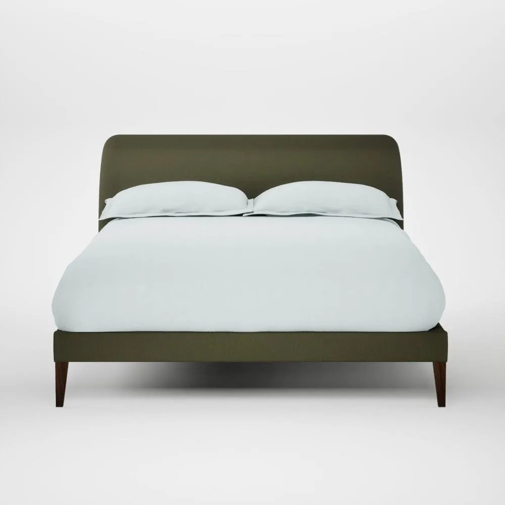 Heal's Wallis Bed Double Smart Cotton Linen Myrtle Walnut Stained Feet 1