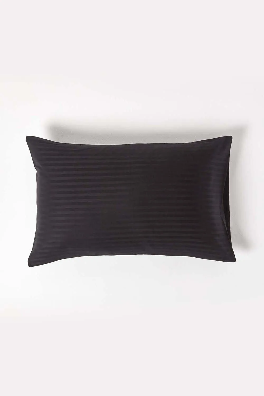 Homescapes Egyptian Cotton Satin Stripe Housewife Pillowcase 330 TC in Black 1