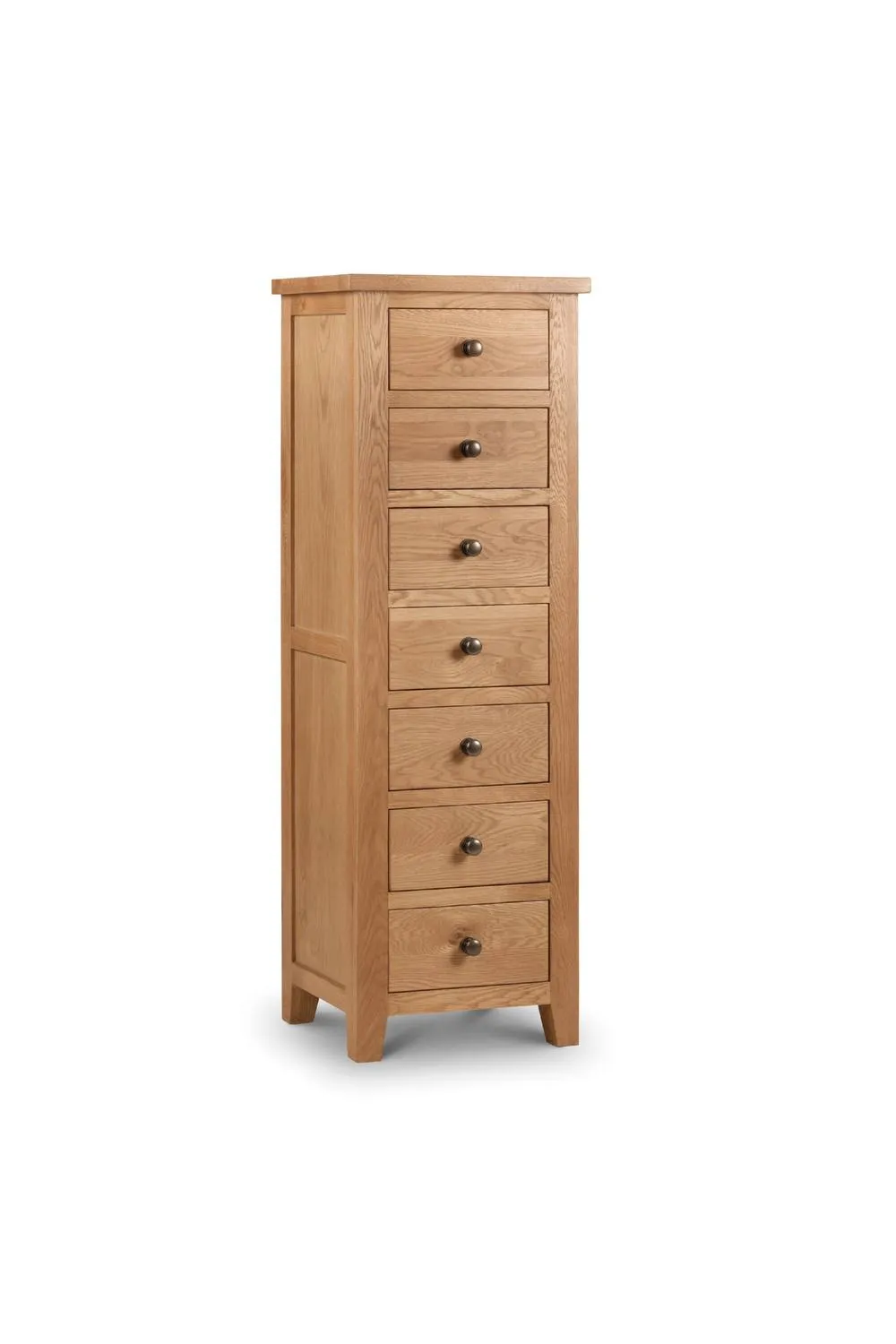 Julian Bowen Marlborough 7 Drawer Tall Slim Chest in Light Oak 5