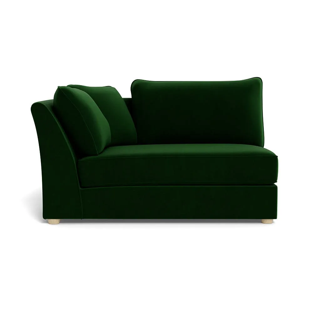 Heal's Tailor Large Curved Left Hand Facing Corner Unit Smart Velvet Forest Natural Feet