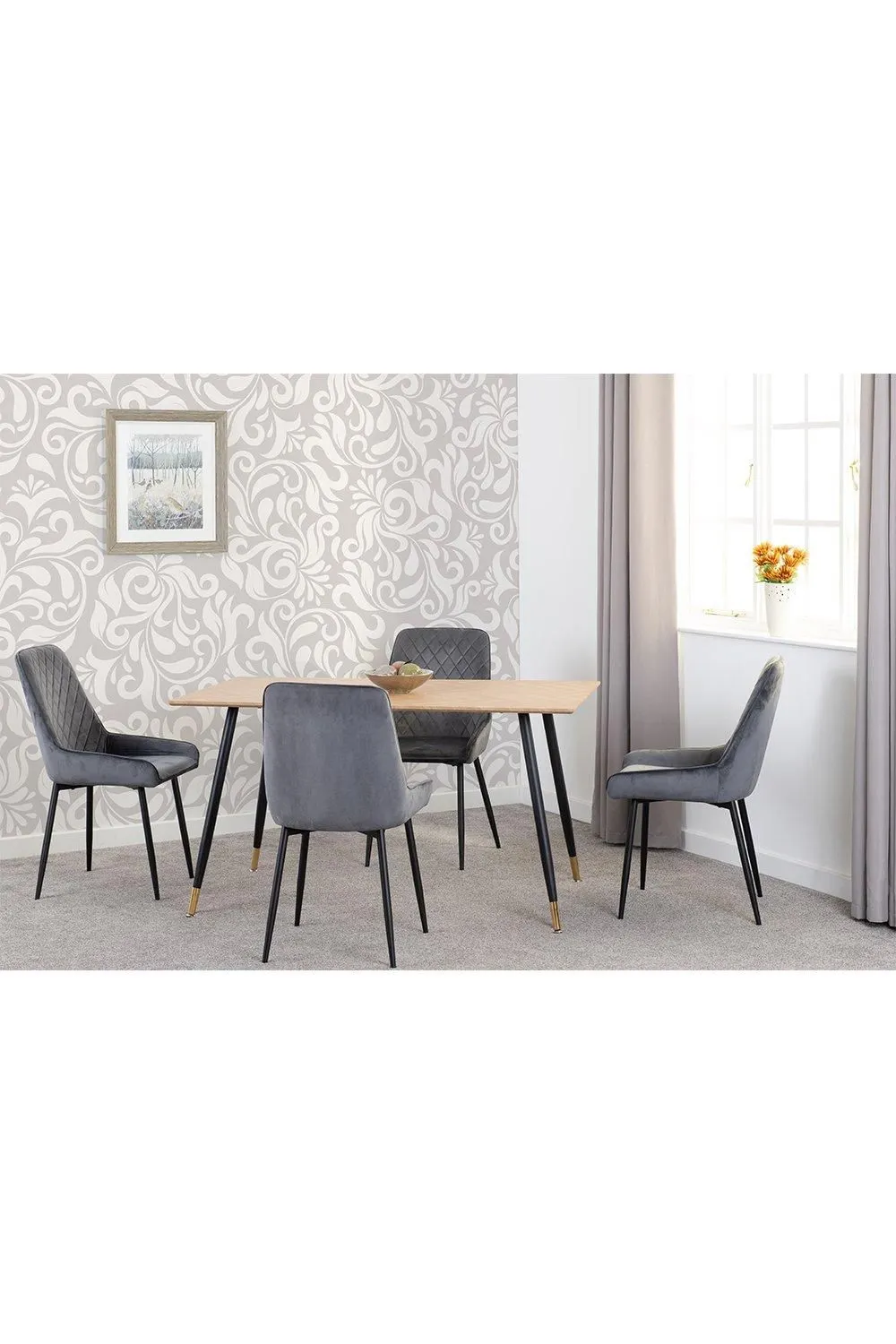 Seconique Hamilton Medium Dining Set with Avery Chairs in Grey 1